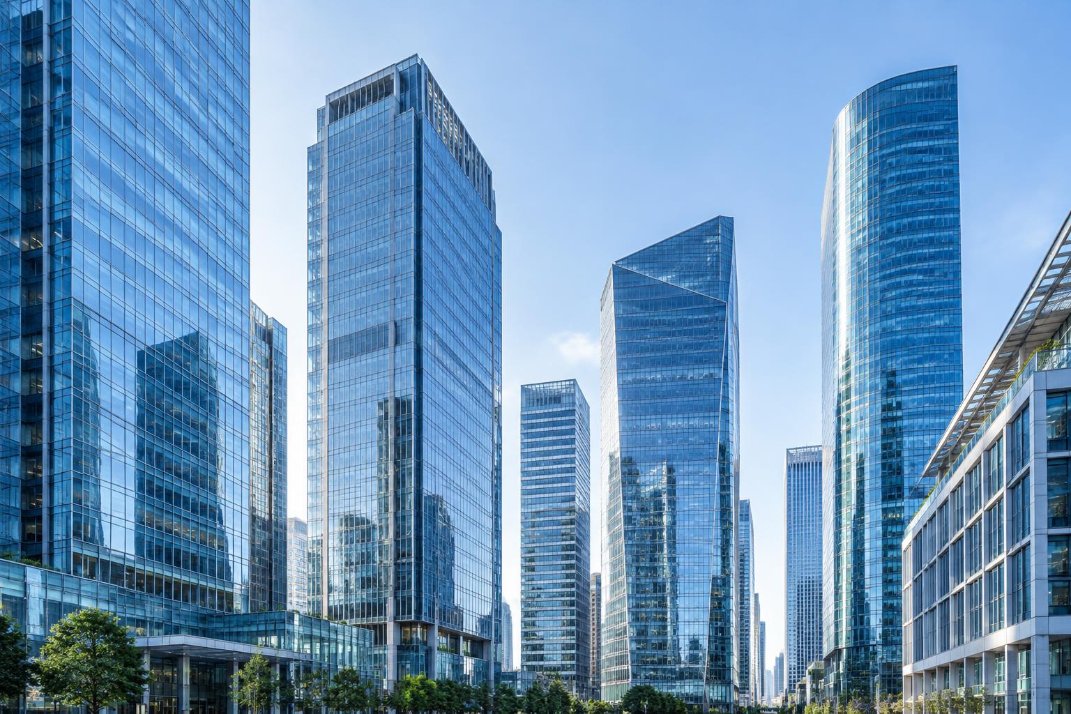 Contemporary financial district architecture
